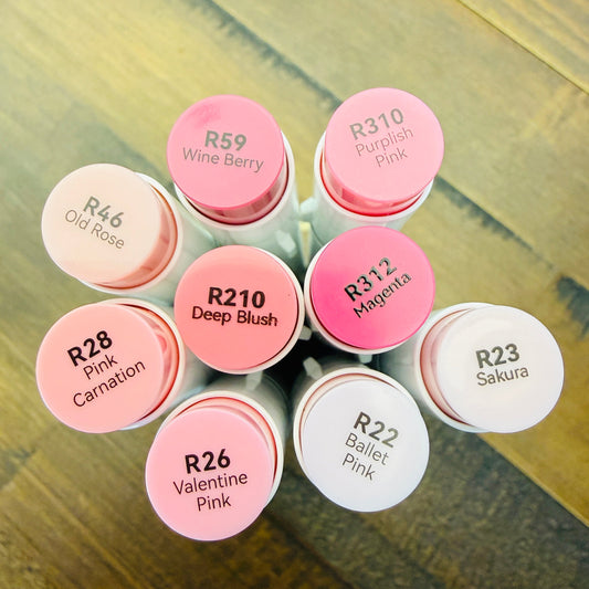 Ohuhu Honolulu Brush Markers - Brush and Fine Tip - DUSTY PINKS