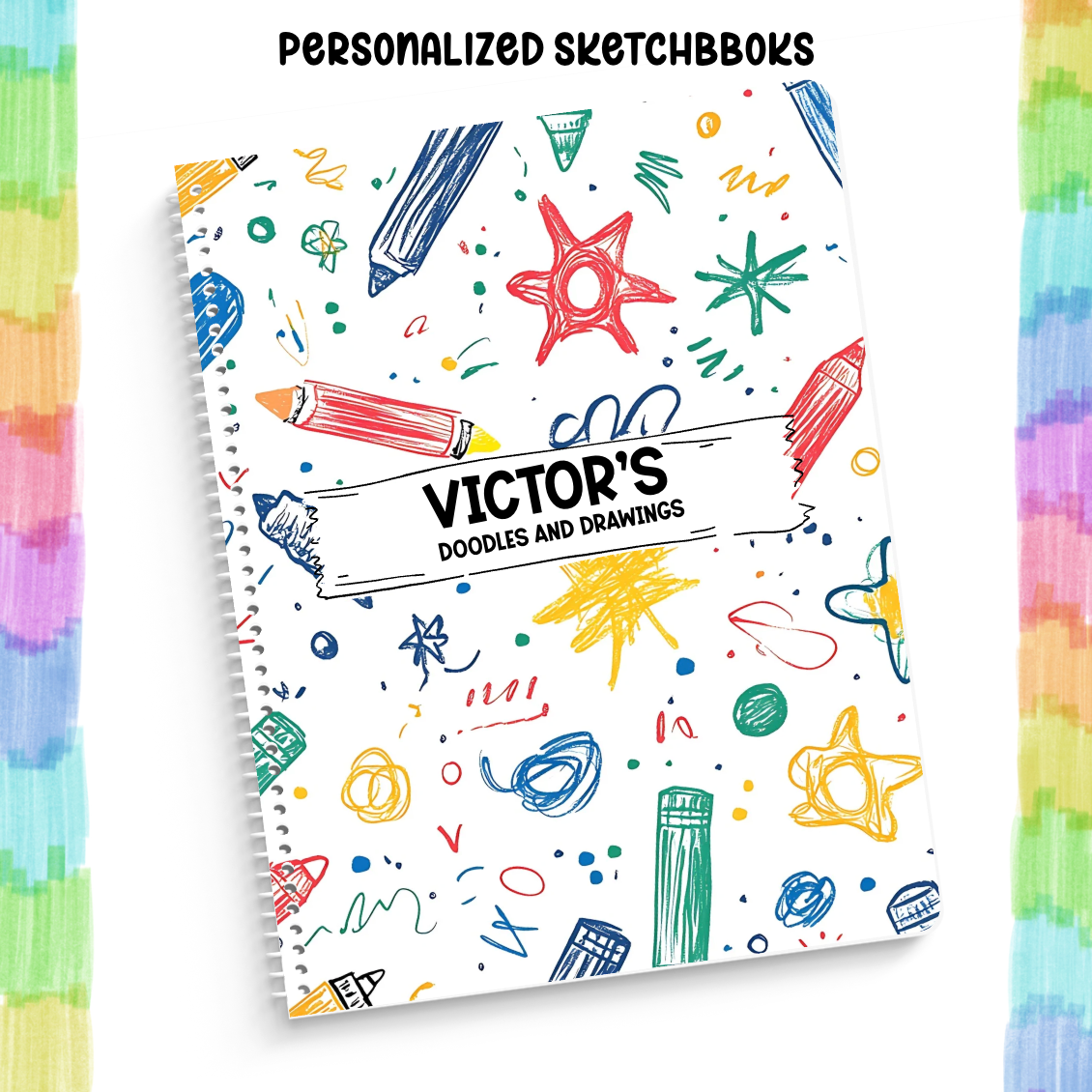 Personalized Sketchbook Crayons