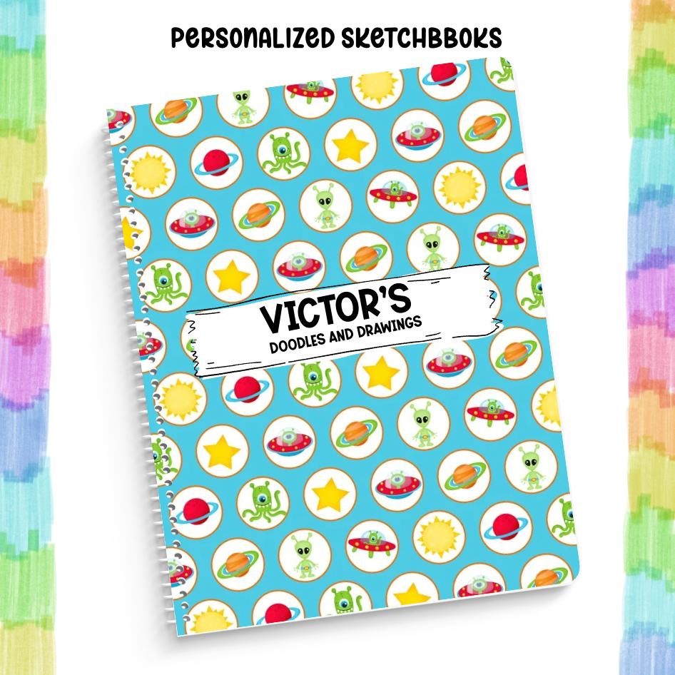 Personalized Sketchbook Blue Outer Space