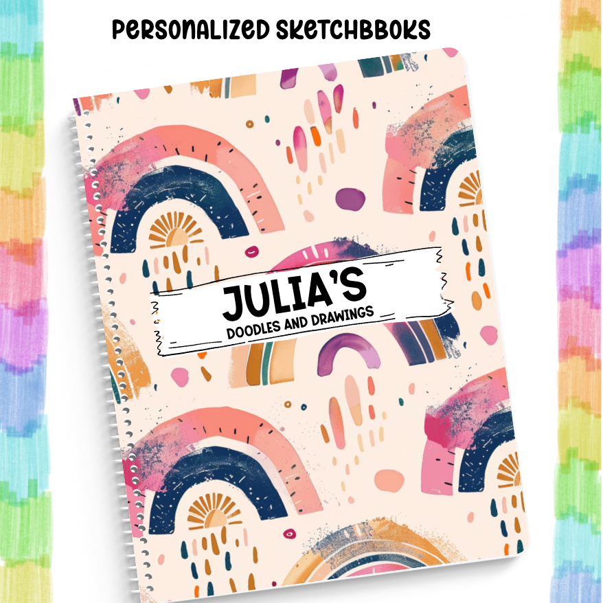 Personalized Sketchbook Water Color Rainbows