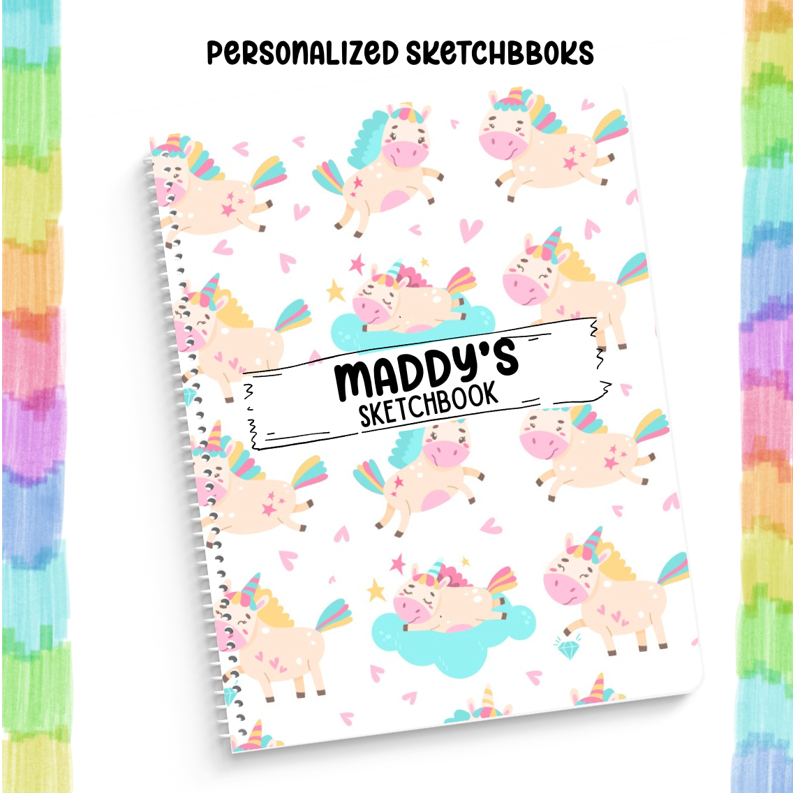 Personalized Unicorns Cover Sketchbook Unicorns