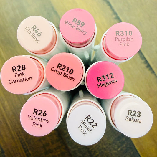 Ohuhu Honolulu Brush Markers - Brush and Fine Tip - DUSTY PINKS