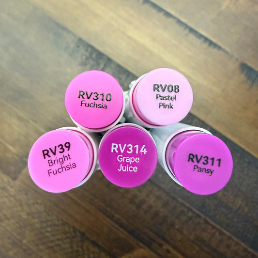 Ohuhu Honolulu Brush Markers - Brush and Fine Tip - BRIGHT PURPLE PINKS