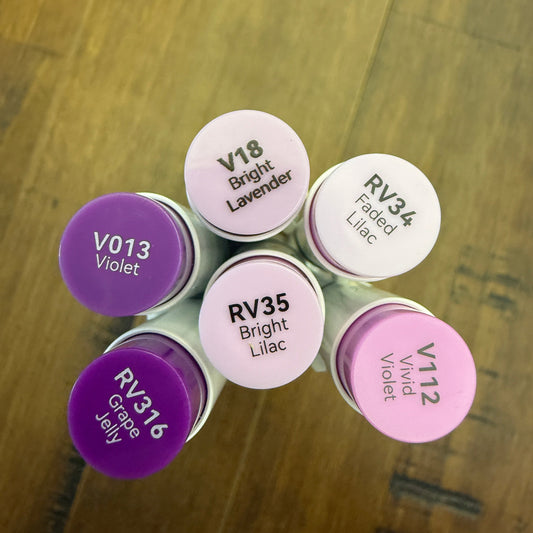 Ohuhu Honolulu Brush Markers - Brush and Fine Tip -PURPLES