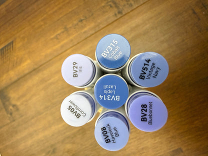 Ohuhu Honolulu Brush Markers - Brush and Fine Tip - DUSTY BLUE PURPLES