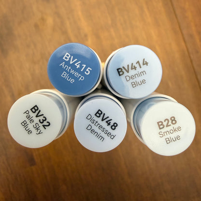 Ohuhu Honolulu Brush Markers - Brush and Fine Tip - DUSTY GREEN BLUES