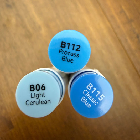 Ohuhu Honolulu Brush Markers - Brush and Fine Tip - ICE BLUES