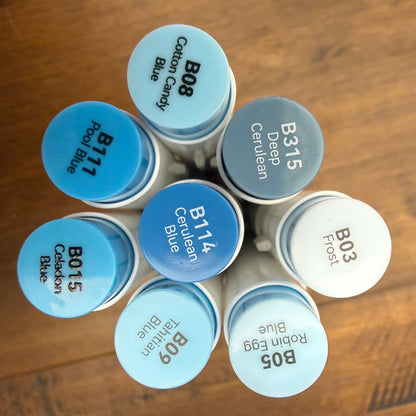 Ohuhu Honolulu Brush Markers - Brush and Fine Tip - ICE GREEN BLUES