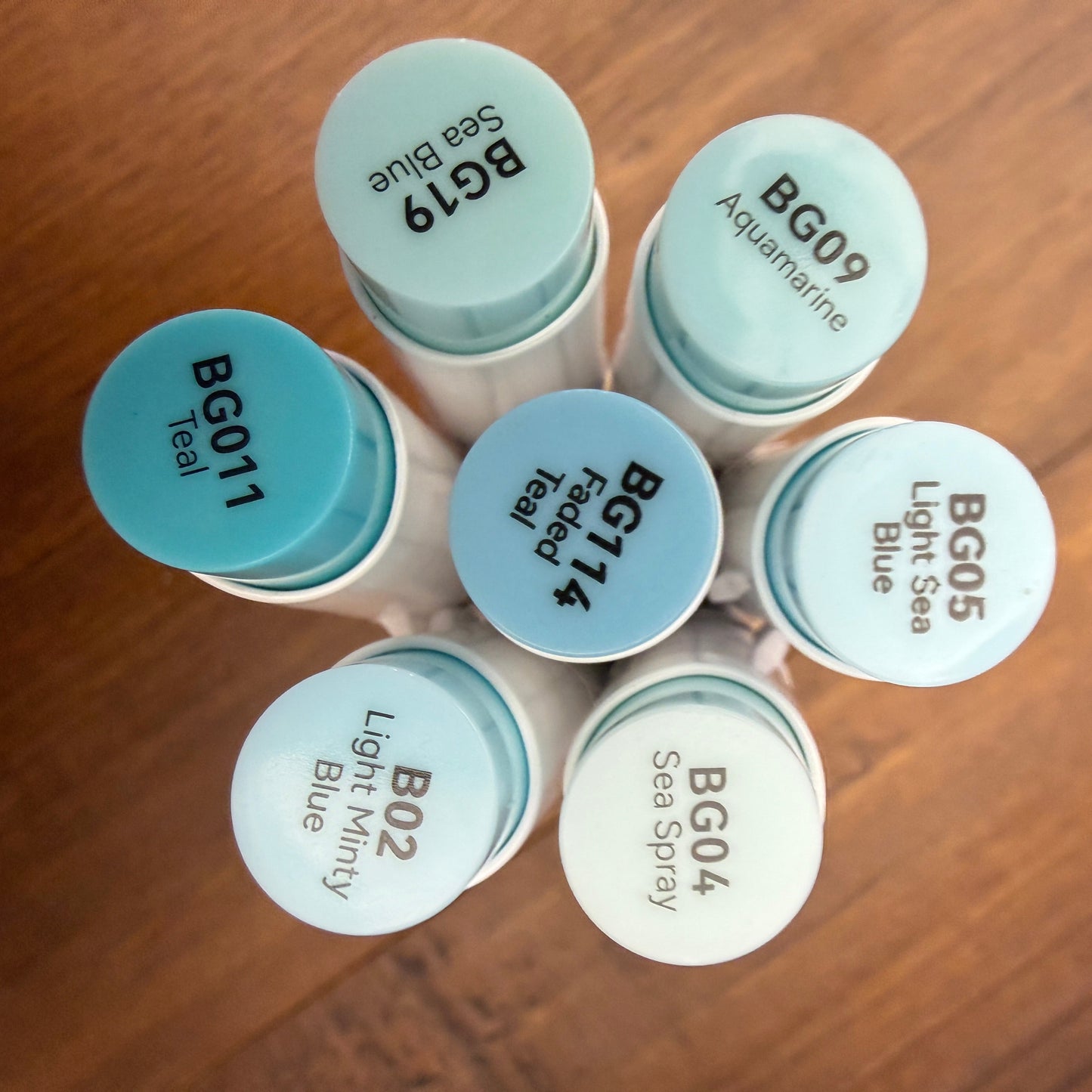 Ohuhu Honolulu Brush Markers - Brush and Fine Tip - ICE BLUE GREENS