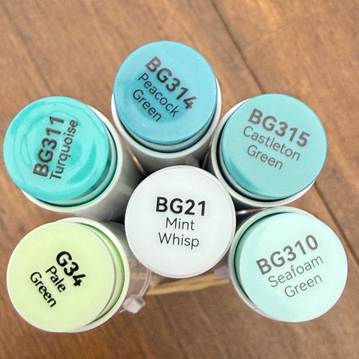 Ohuhu Honolulu Brush Markers - Brush and Fine Tip - BRIGHT BLUE GREENS