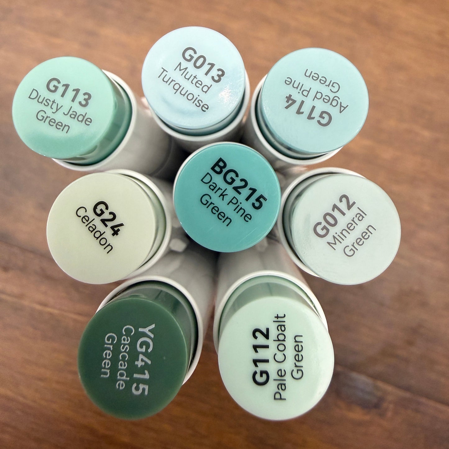 Ohuhu Honolulu Brush Markers - Brush and Fine Tip - DUSTY BLUE GREENS