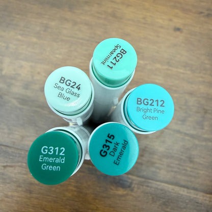 Ohuhu Honolulu Brush Markers - Brush and Fine Tip - JADE GREENS