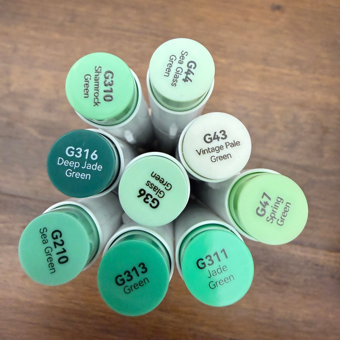 Ohuhu Honolulu Brush Markers - Brush and Fine Tip - COOL GREENS