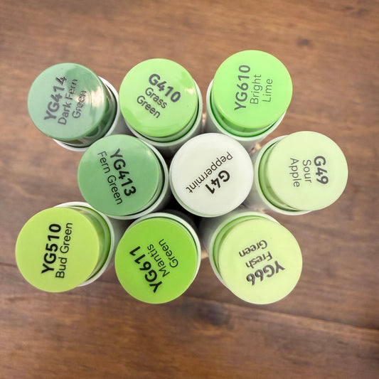 Ohuhu Honolulu Brush Markers - Brush and Fine Tip - GREENS