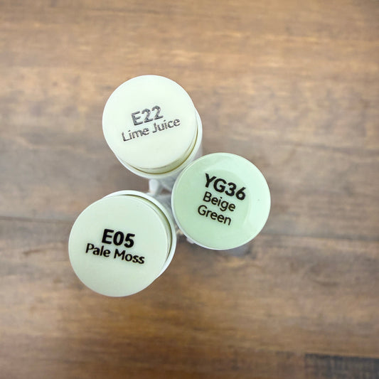 Ohuhu Honolulu Brush Markers - Brush and Fine Tip - DUSTY YELLOW GREENS