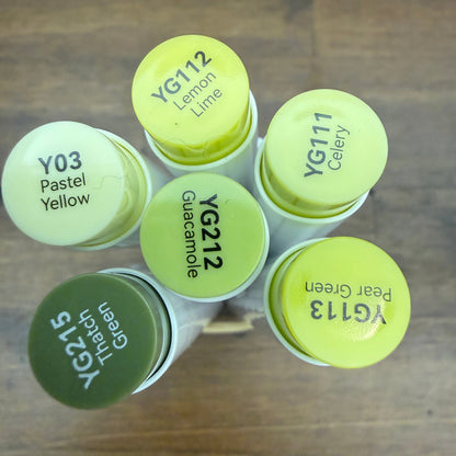 Ohuhu Honolulu Brush Markers - Brush and Fine Tip - GREEN YELLOWS