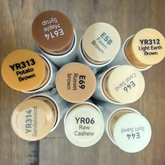 Ohuhu Honolulu Brush Markers - Brush and Fine Tip - TAN BROWNS