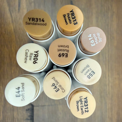 Ohuhu Honolulu Brush Markers - Brush and Fine Tip - TAN BROWNS