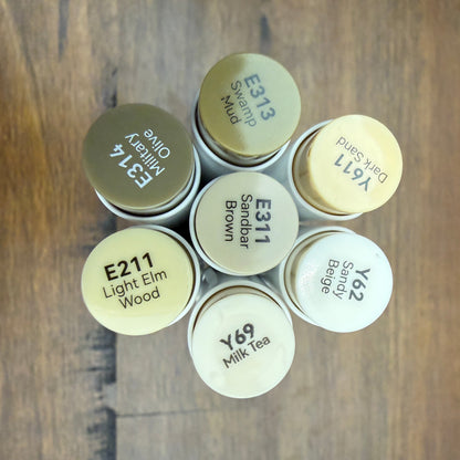 Ohuhu Honolulu Brush Markers - Brush and Fine Tip - EARTH BROWNS