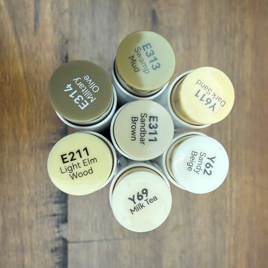 Ohuhu Honolulu Brush Markers - Brush and Fine Tip - EARTH BROWNS