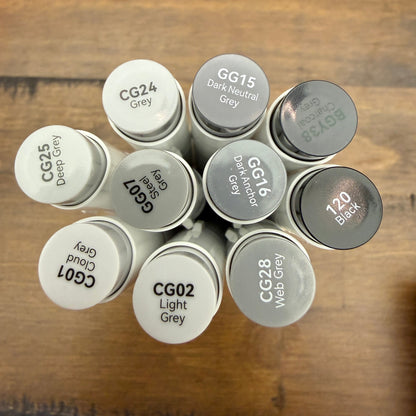 Ohuhu Honolulu Brush Markers - Brush and Fine Tip - NEUTRAL GREYS