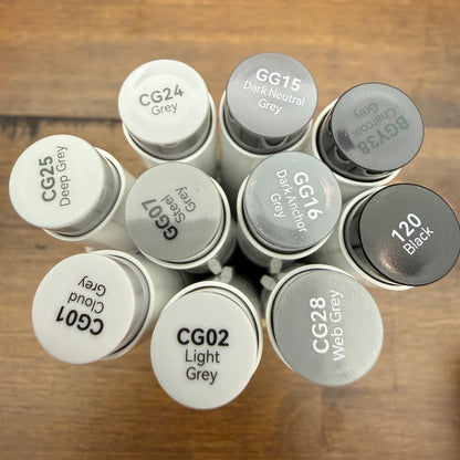 Ohuhu Honolulu Brush Markers - Brush and Fine Tip - NEUTRAL GREYS