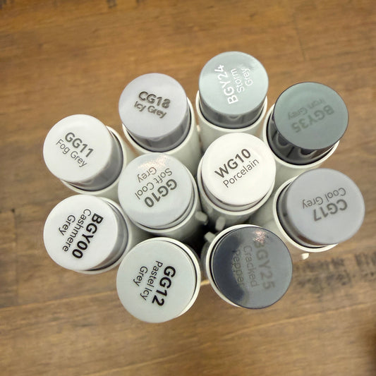 Ohuhu Honolulu Brush Markers - Brush and Fine Tip - COOL GREYS