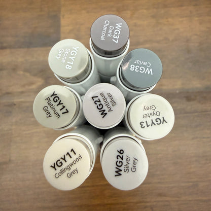 Ohuhu Honolulu Brush Markers - Brush and Fine Tip - WARM GREYS