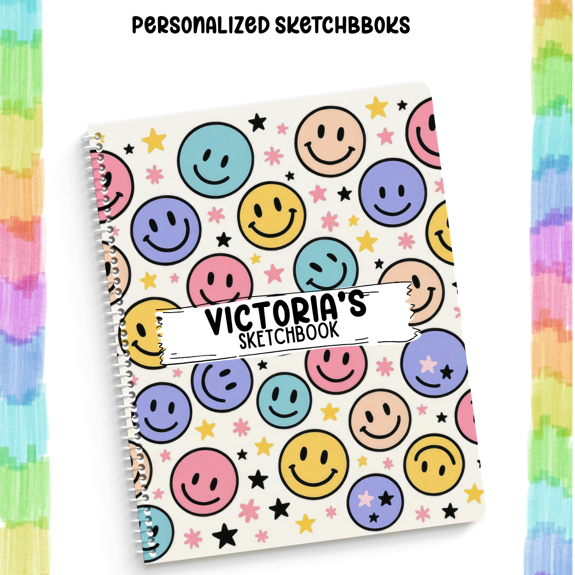 Personalized Smiley Face Cover Sketchbook