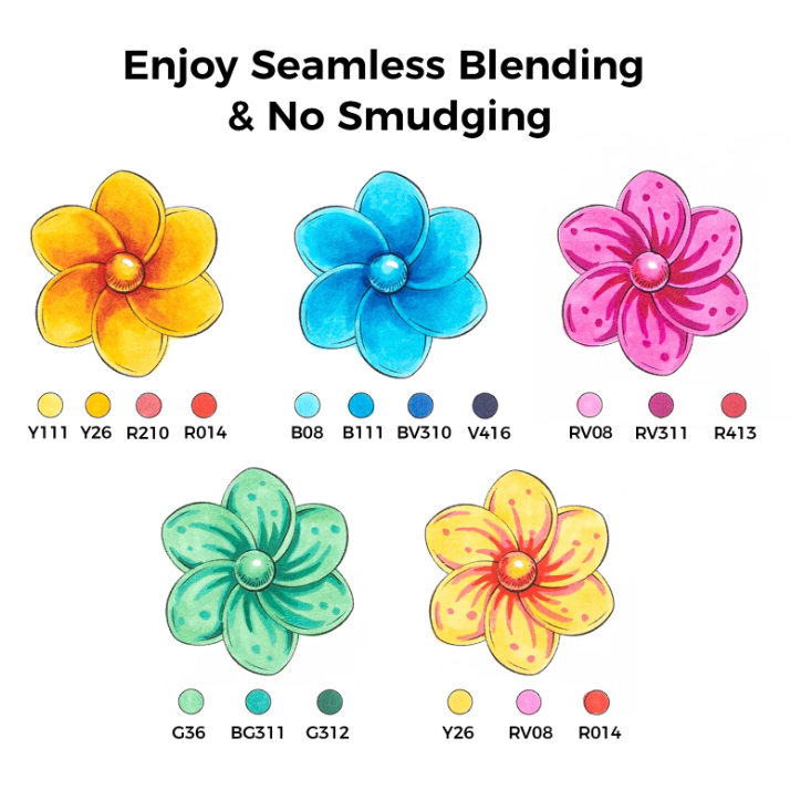 Ohuhu Honolulu Brush Markers - Brush and Fine Tip - BRIGHT PURPLE BLUES