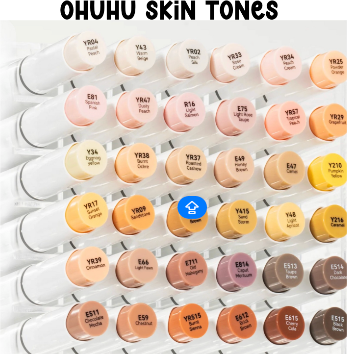 Ohuhu Honolulu Brush Markers - Brush and Fine Tip - SKIN TONES
