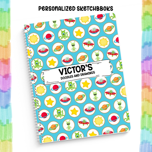 Personalized Sketchbook Blue Outer Space