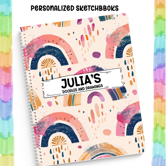 Personalized Sketchbook Water Color Rainbows
