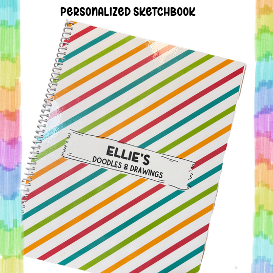 Personalized Colorful Stripes Cover Sketchbook Stripes